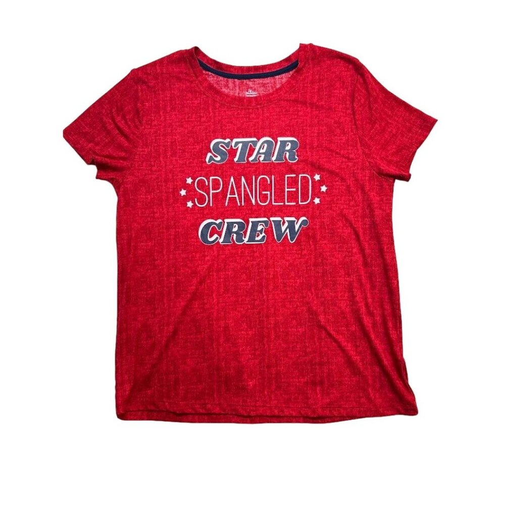 Red "Star Spangled Crew" Graphic Tee - Women